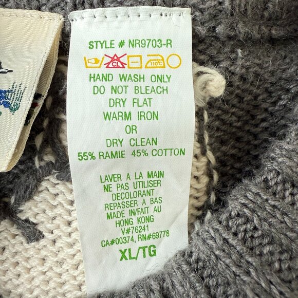Northern Reflections Knit Cardigan Sweater XL Fair Isle Nordic Polar Bear Skater - Picture 3 of 12